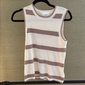 Andree Brown and White Striped Knit Tank